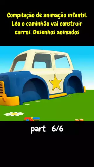 Léo, o caminhão, troca o pneu furado. Desenhos animados em português.  Animação infantil 