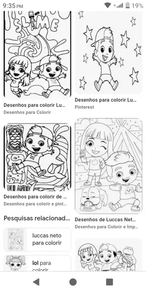 19 desenhos de Luccas Neto para colorir