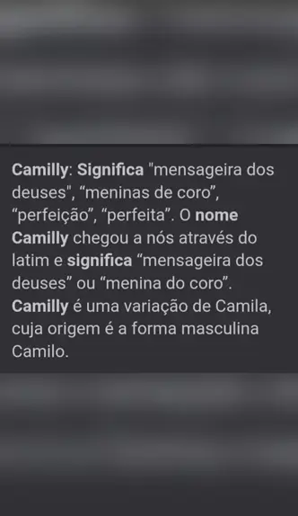 Camilly Significado e Origem do Nome 