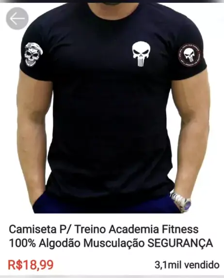 Camiseta P/ Treino Academia 100% Algodão Musculação SEGURANÇA