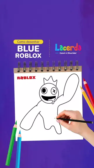 COMO DESENHAR o BLUE do ROBLOX RAINBOW FRIENDS  how to draw blue from roblox  rainbow friends 