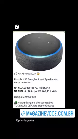 Echo 3° com Alexa Smart Speaker Preto  - Eletrônica Santana