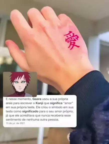 Caneca gaara simbolo amor naruto