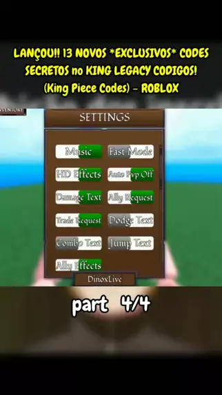 14 MEGA CÓDIGOS *FUNCIONANDO* NO KING LEGACY  KING PIECE (NOVO UPDATE 4.0  NOVEMBRO 2022) - ROBLOX 