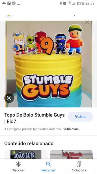 Topo de bolo jogo stumble guys topper personalizado com nome e