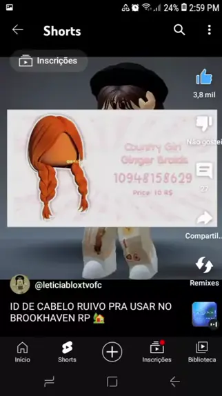 id de cabelo ruivo brookhaven roblox