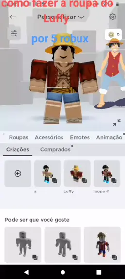 FIZ UMA SKIN DE LUFFY GRÁTIS NO ROBLOX!😱 FAÇA VOCÊ TAMBÉM