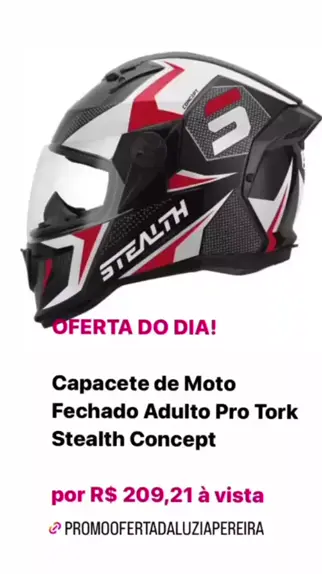 Lançamento Capacete Moto Integral Fechado Pro Tork Stealth Concept  Brilhante Viseira Fumê + Cores - Pro Tork tork - Capacete de Moto -  Magazine Luiza