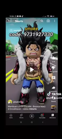 IDs Luffy Gear 5 no Brookhaven #roblox - IDs de Animes 