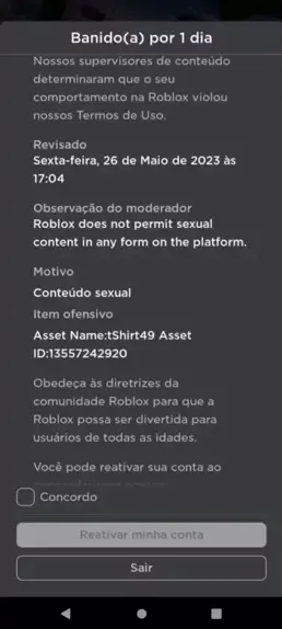 como reativar a conta do roblox