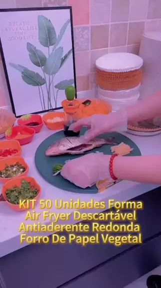 Forma Air Fryer Descartável Kit Unds Antiaderente Redonda Forro De
