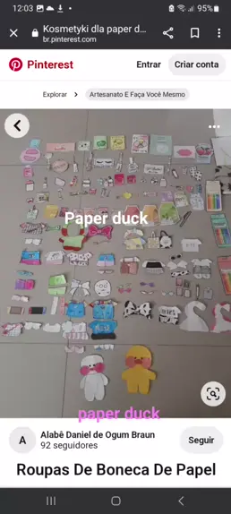 Paper duck  Roupas de boneca de papel, Roupas de papel, Bonecas de papel  vintage