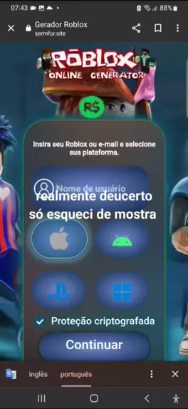 Gerador de nick para Roblox