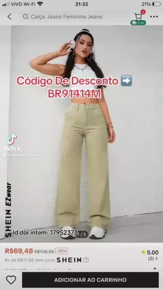 Calça Jeans Feminina com Lycra Cós Alto Cintura Alta Levanta