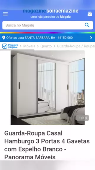 Guarda-Roupa Casal Hamburgo 3 Portas 4 Gavetas Branco - Panorama Móveis