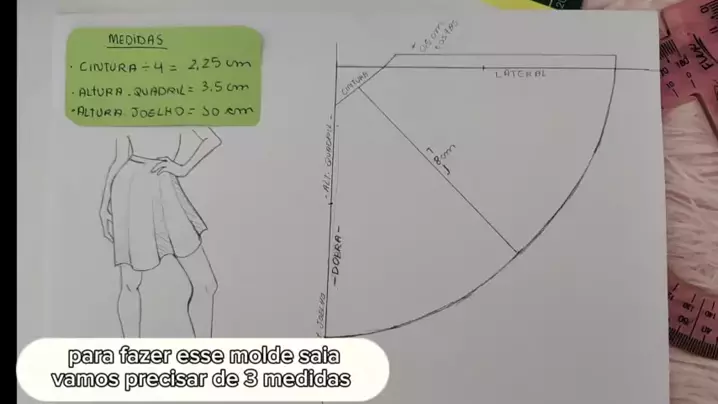 como fazer molde de saia