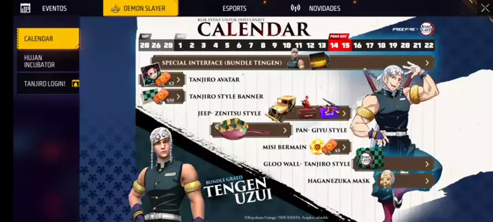 codiguin ff 2023 infinito demon slayer tanjiro