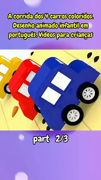 4 carros coloridos. Desenhos animados para crianças. - Uma