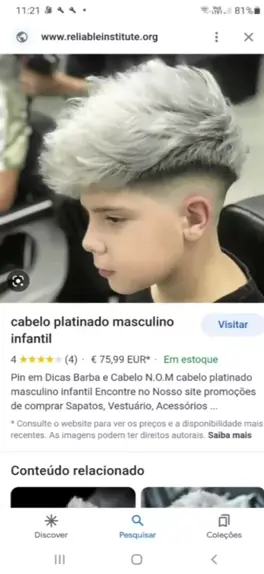 Cabelo platinado masculino store infantil