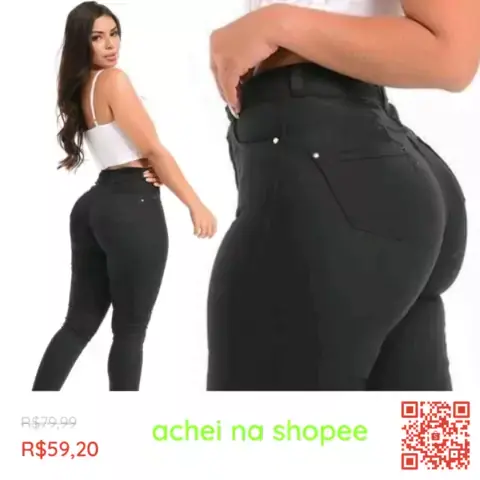 Calça Jeans Feminina Cintura Alta com Lycra Levanta Bumbum Skinny Jeans  Preto