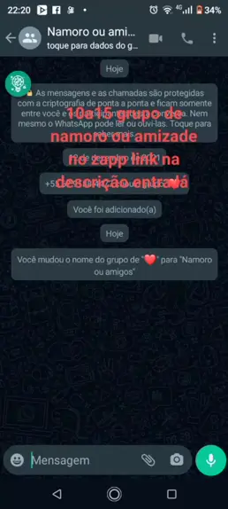 Grupo de WhatsApp SC DDD 47 NAMORO AMIZADE