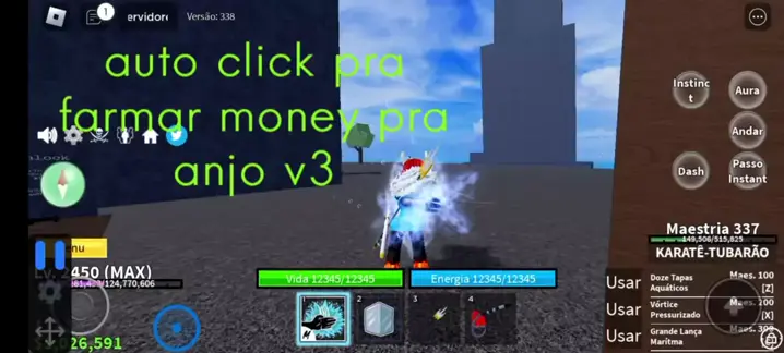 ROBLOX - COMO USAR AUTOCLICK E CONSEGUIR MUITO DINHEIRO E LEVEL NO BLOX  FRUIT(MELHOR AUTOCLICK 2020) 