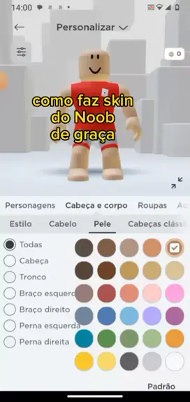 COMO FAZER O NOOB NO ROBLOX!GRÁTIS! 