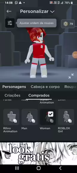 Looks com roupas gratis do roblox