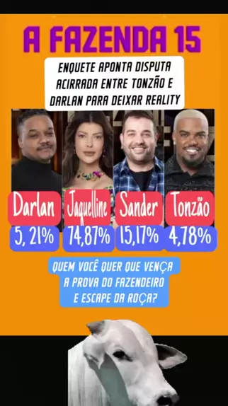 ENQUETE – Quem deve ficar em 'A Fazenda 15': Sander, Darlan ou Tonzão?