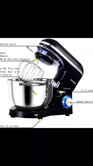 Aucma SM-1518N 6.5QT 6 Speed Stand Mixer w Tilt Head Dough Hook Whip Beater