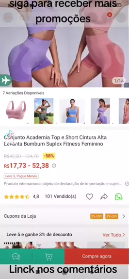 Conjunto Academia Top e Short Cintura Alta Levanta Bumbum Suplex