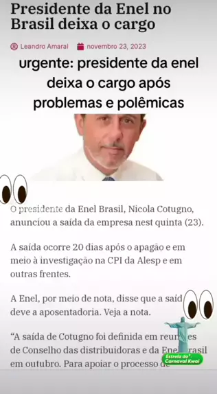 Nicola Cotugno, presidente da Enel Brasil, deixa cargo - Negócios