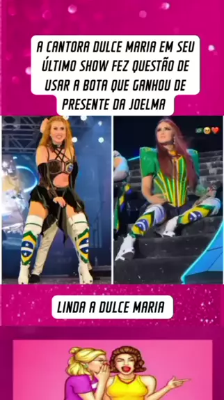 Dulce María usa bota que ganhou de Joelma em último show no Brasil