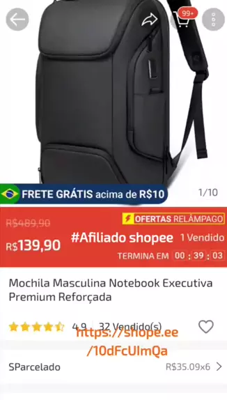 mochila masculina notebook executiva premium reforçada preto