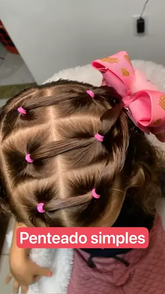 Penteado com elástico fácil 🤩 #penteadoinfantil #penteadofacil