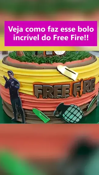 Bolo tema free fire feminino rosa #freefirefeminino