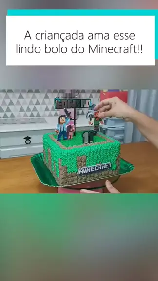 bolo infantil fácil confeitar com tema minecraft 