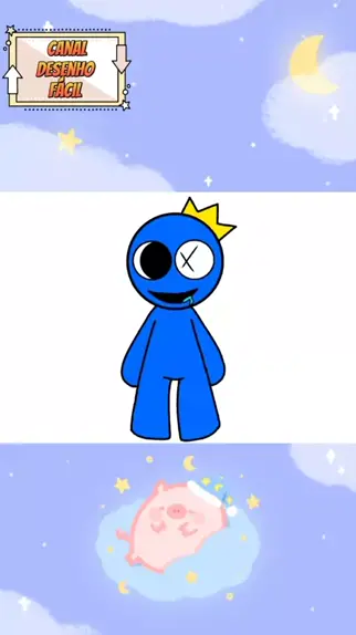 Como desenhar: Blue  Rainbow Friends No estilo cartoon e colorir