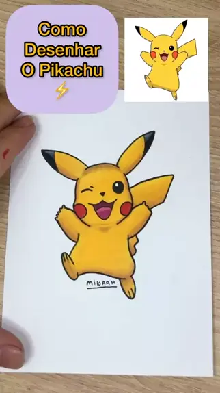 Como desenhar o PIKACHU (Pokemón) passo a passo, fácil e rápido 