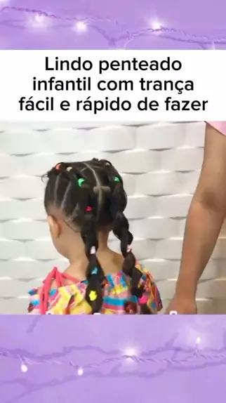 penteado infantil com trança, fácil e rápido, penteado para cabelo cacheado  