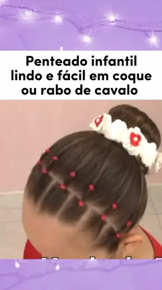 Penteado infantil com coque, fácil ❤️ #penteado