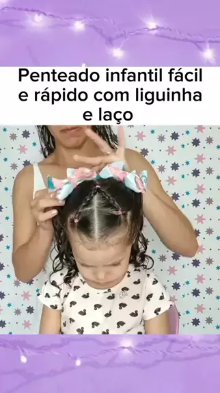 Penteado infantil com liguinhas #penteadoinfantil