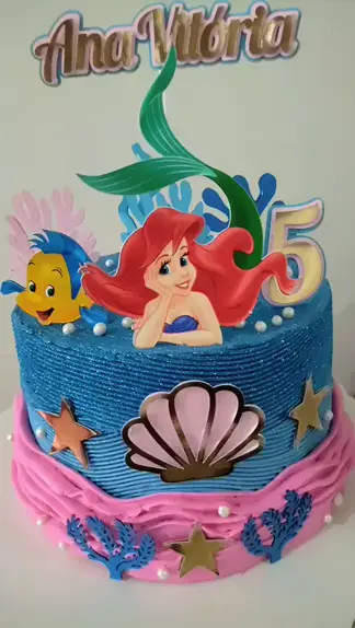 Bolo da princesa ariel quadrado