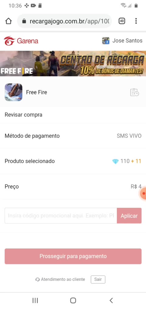 código promocional recarga jogo do freitas