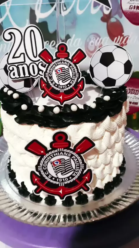 Bolo do Corinthians  Bolo do corinthias, Bolo de aniversário futebol,  Aniversario do corinthians