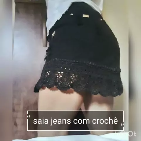 Saia jeans com sales croche na barra