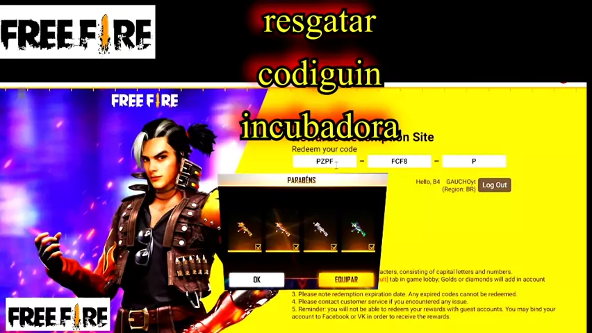 site da garena free fire para resgatar código