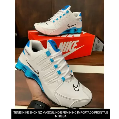 Nike shox nz cinza e azul on sale