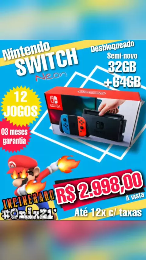 Nintendo Switch V1 Cinza 32gb Seminovo