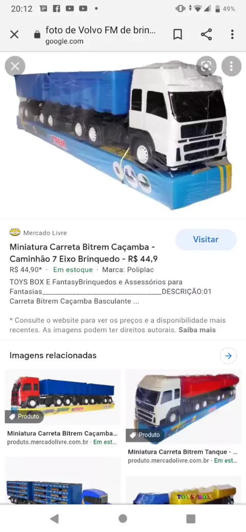 Miniatura Carreta Bi-trem 
